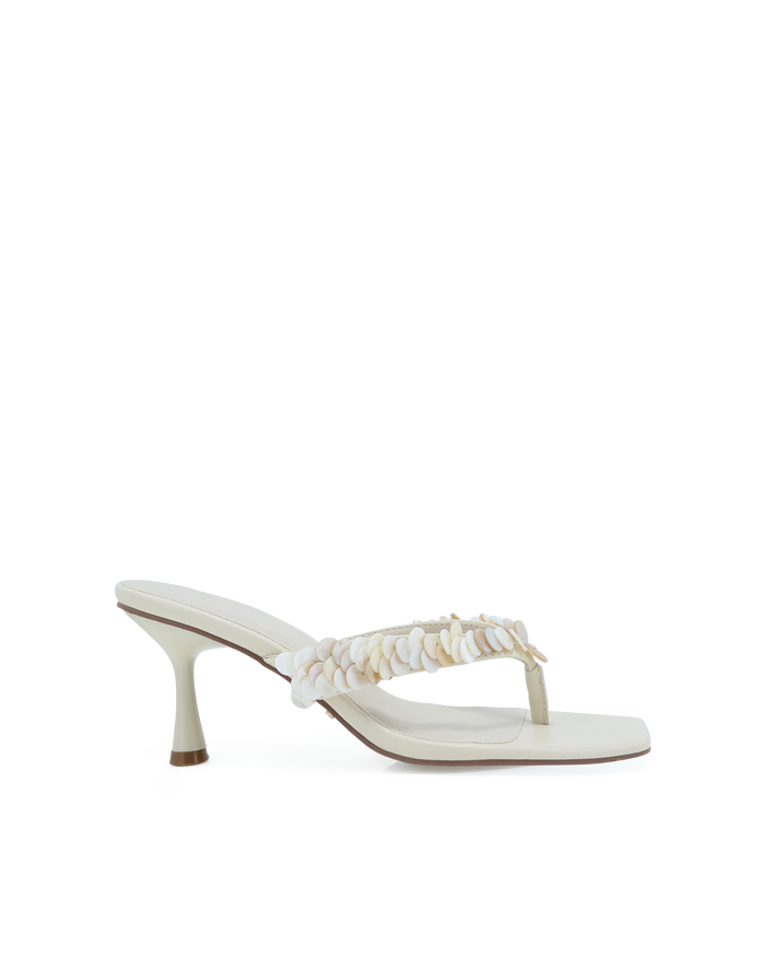 Riona Mid Stiletto Thong Mule, Porcelain