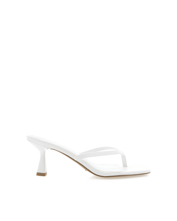Xami Mid Stiletto Thong Mule, White – Alicia Shoes, Hialeah FL