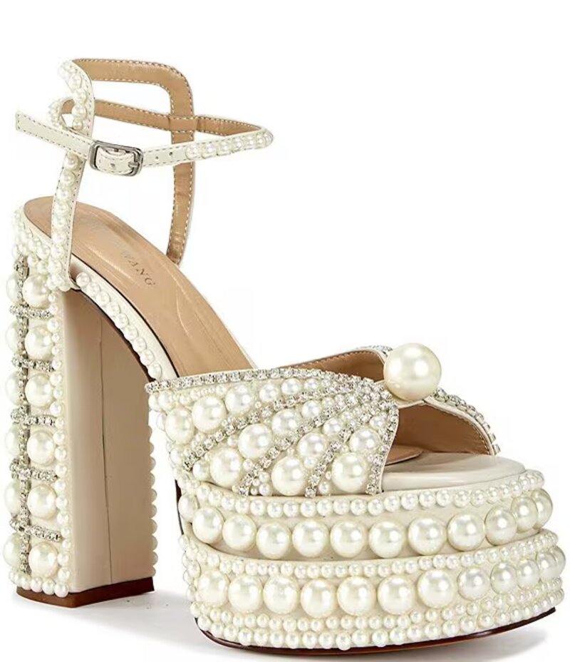 Astrella Pearl Embellished Platform Dress Sandals Women's Heels