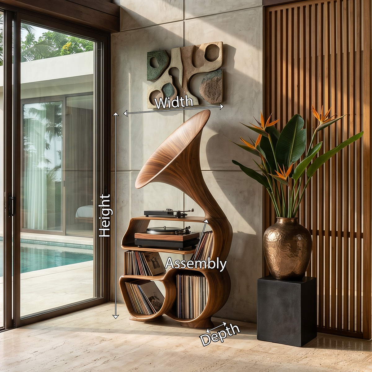 Mid Century Record Player Stand For Bedroom Decor