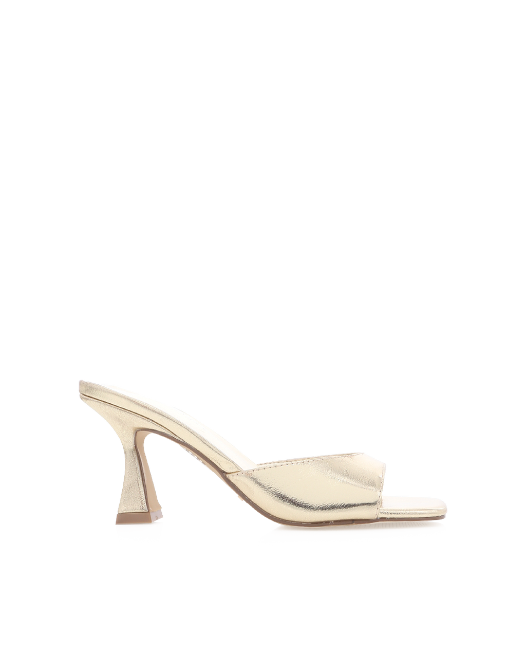 Binita Mid Stiletto Square-Toe Mule, Gold Metallic – Alicia Shoes, Hialeah FL