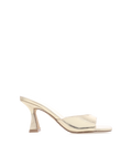 Binita Mid Stiletto Square-Toe Mule, Gold Metallic – Alicia Shoes, Hialeah FL