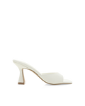Binita Mid Stiletto Square-Toe Mule, White – Alicia Shoes, Hialeah FL
