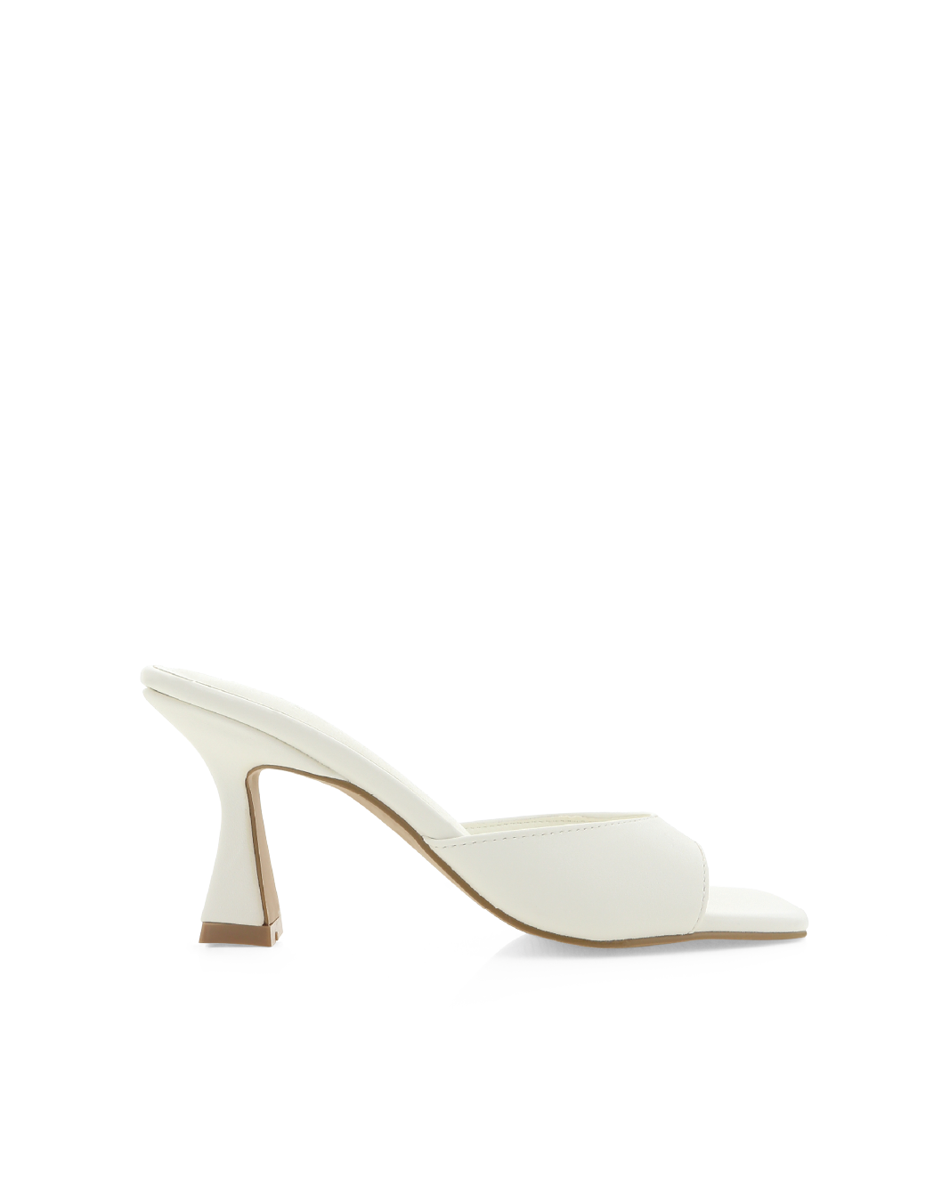 Binita Mid Stiletto Square-Toe Mule, White – Alicia Shoes, Hialeah FL