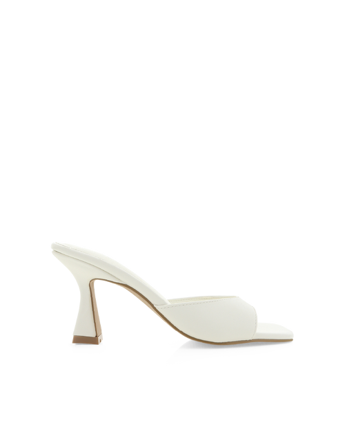 Binita Mid Stiletto Square-Toe Mule, White – Alicia Shoes, Hialeah FL