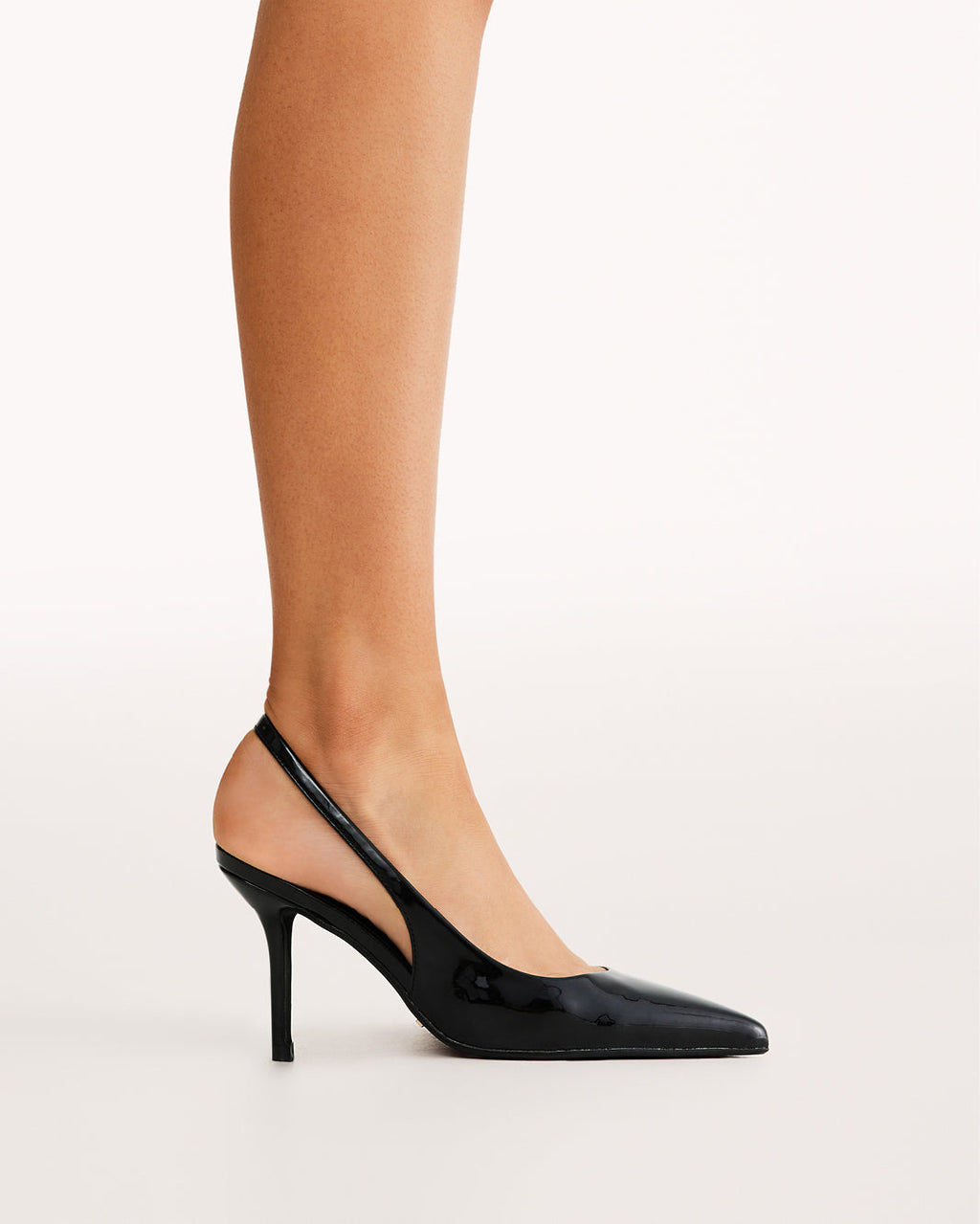Blondie Mid Stiletto Slingback Pump, Black Patent – on foot, view 3