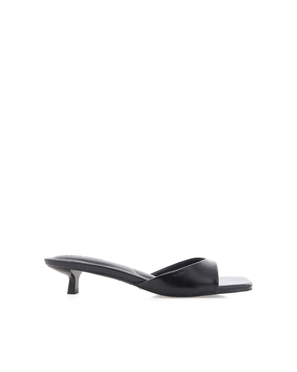 Brody Kitten Heel Square-Toe Mule, Black Shine – Alicia Shoes, Hialeah FL