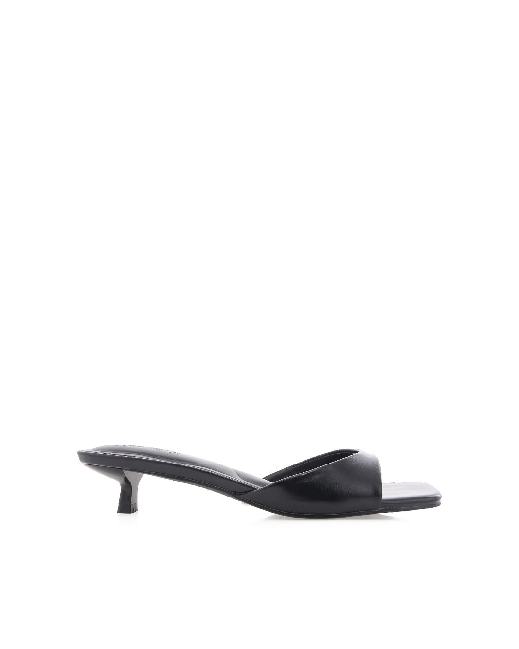 Brody Kitten Heel Square-Toe Mule, Black Shine – Alicia Shoes, Hialeah FL