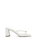 Celeste Mid Block Heel Ankle Strap Sandal, Cream Linen – Alicia Shoes, Hialeah FL
