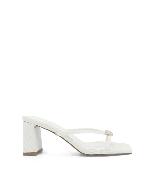 Celeste Mid Block Heel Ankle Strap Sandal, Cream Linen – Alicia Shoes, Hialeah FL