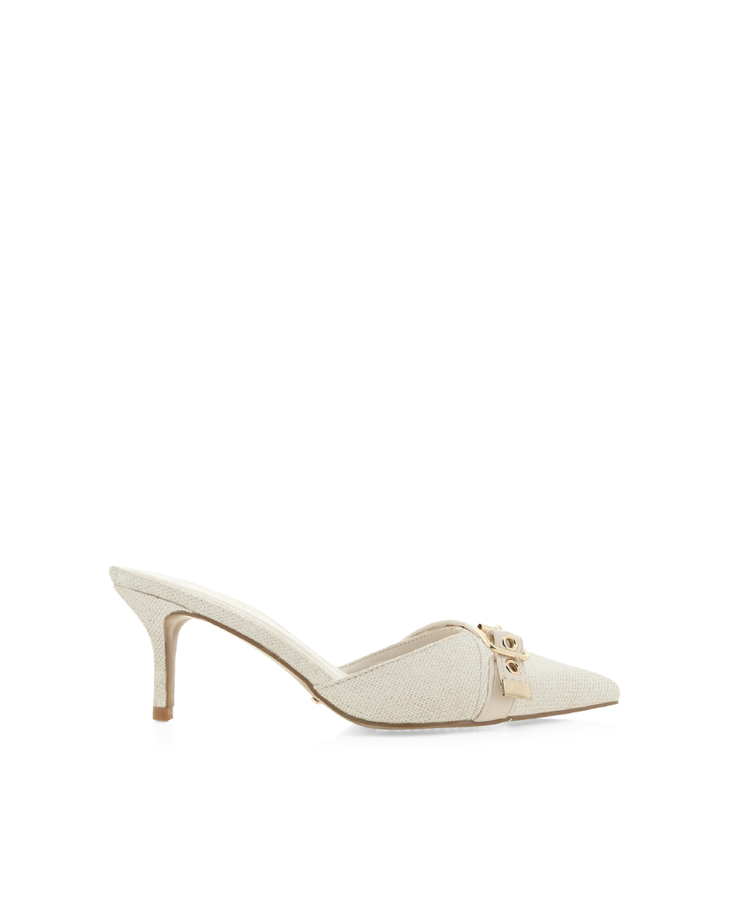 Daija Mid Stiletto Pointed-Toe Mule, Ivory Linen – Alicia Shoes, Hialeah FL