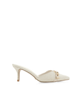 Daija Mid Stiletto Pointed-Toe Mule, Ivory Linen – Alicia Shoes, Hialeah FL