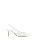 Dani Mid Stiletto Slingback Pump, White – Alicia Shoes, Hialeah FL