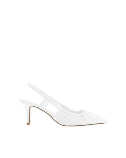 Dani Mid Stiletto Slingback Pump, White – Alicia Shoes, Hialeah FL