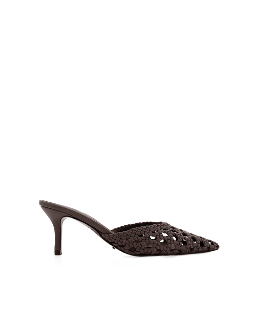 Dottie Mid Stiletto Pointed-Toe Mule, Dark Cacao – Alicia Shoes, Hialeah FL