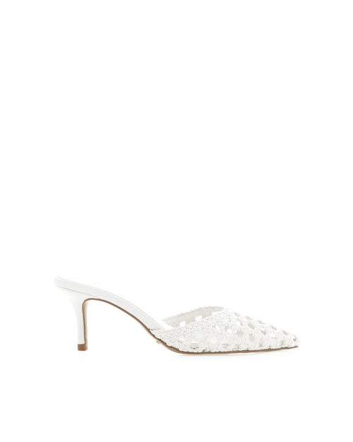 Dottie Mid Stiletto Pointed-Toe Mule, White – Alicia Shoes, Hialeah FL