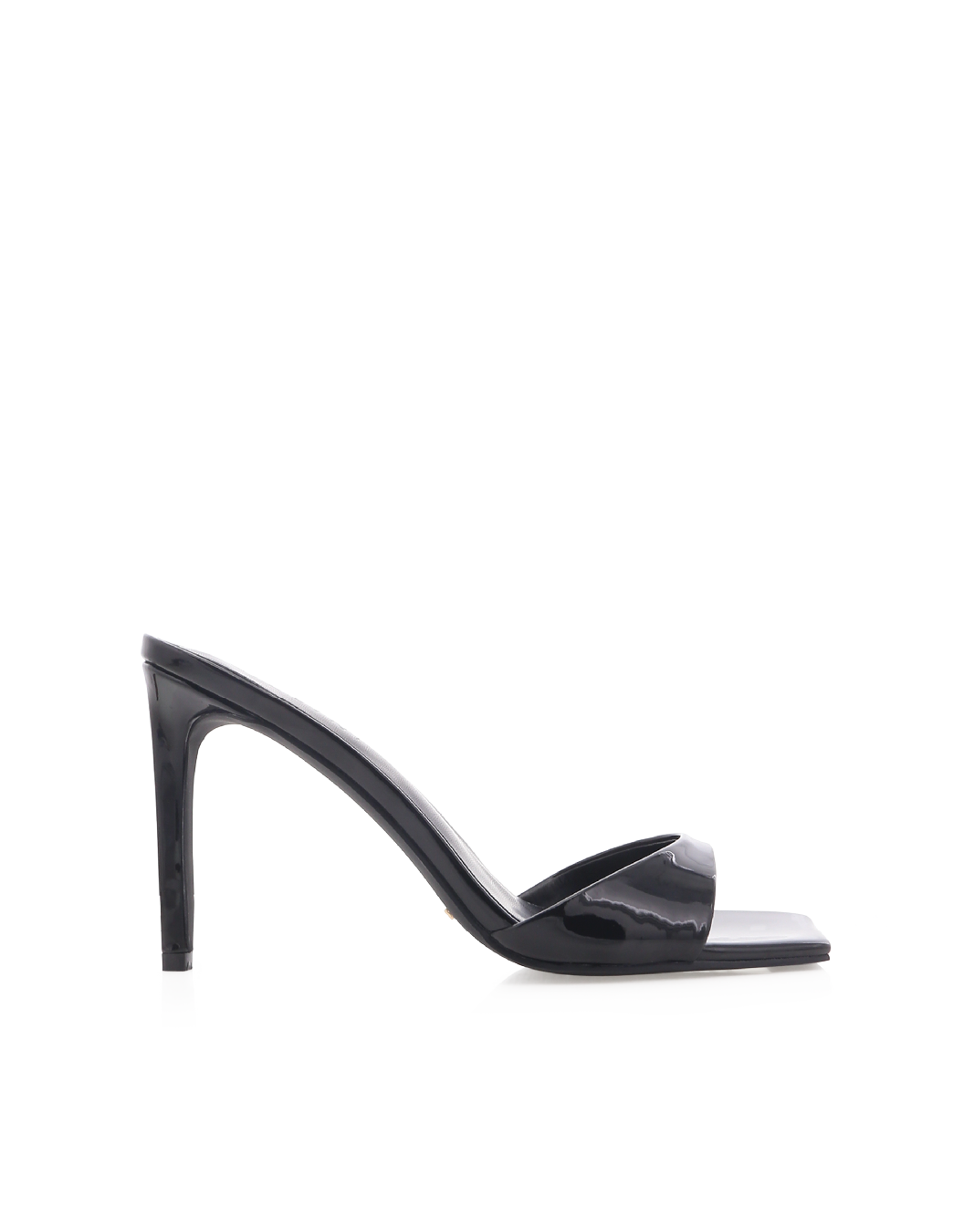 Esmeralda High Stiletto Square-Toe Mule, Black Patent – Alicia Shoes, Hialeah FL