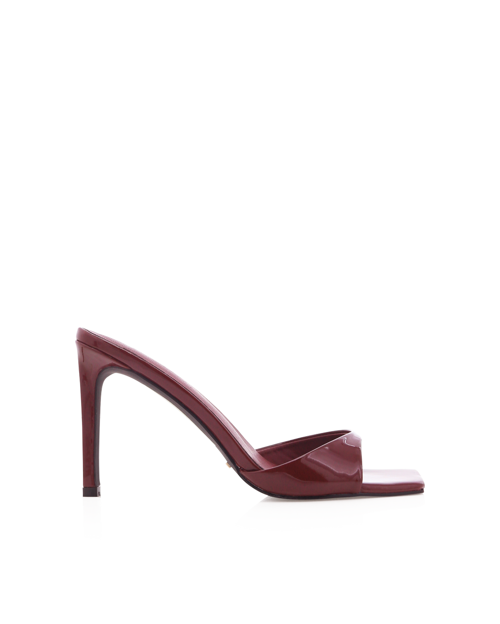 Esmeralda High Stiletto Square-Toe Mule, Dark Cherry Patent – Alicia Shoes, Hialeah FL