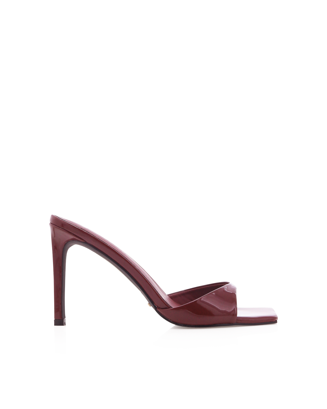 Esmeralda High Stiletto Square-Toe Mule, Dark Cherry Patent – Alicia Shoes, Hialeah FL