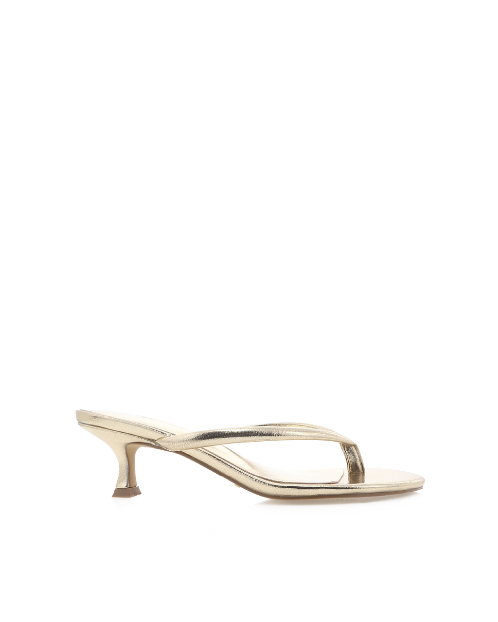 Esti Kitten Heel Thong Mule, Gold Metallic – Alicia Shoes, Hialeah FL