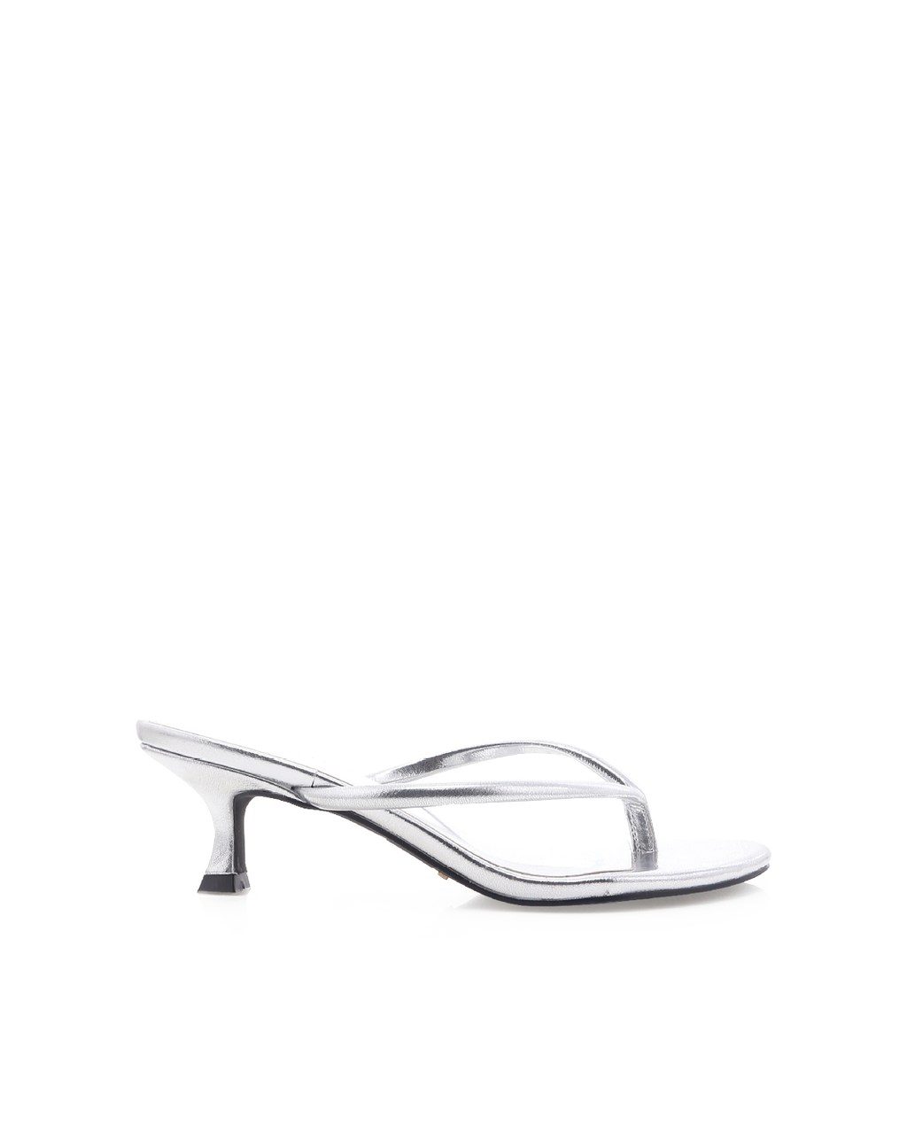 Esti Kitten Heel Thong Mule, Silver Metallic – Alicia Shoes, Hialeah FL