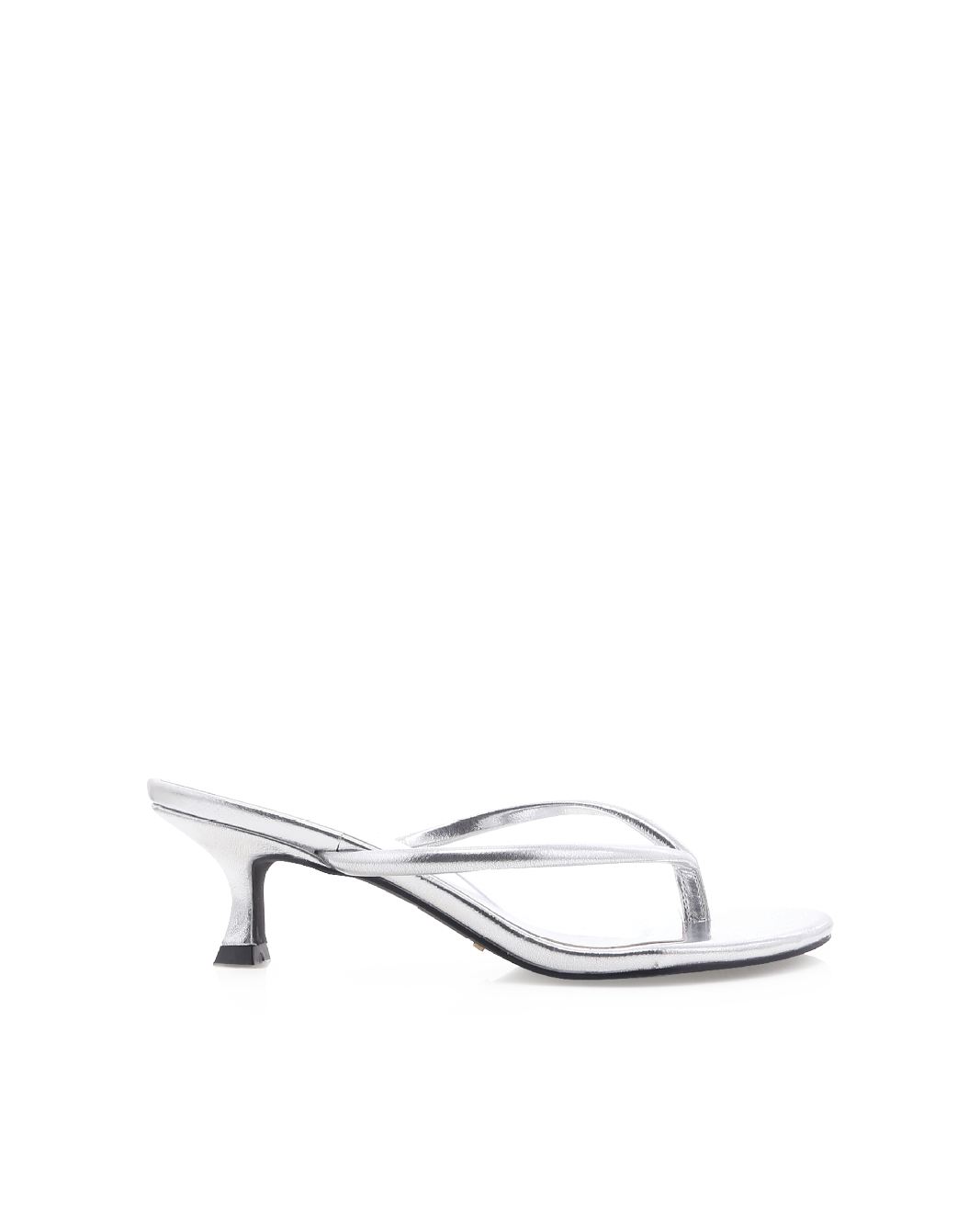 Esti Kitten Heel Thong Mule, Silver Metallic – Alicia Shoes, Hialeah FL