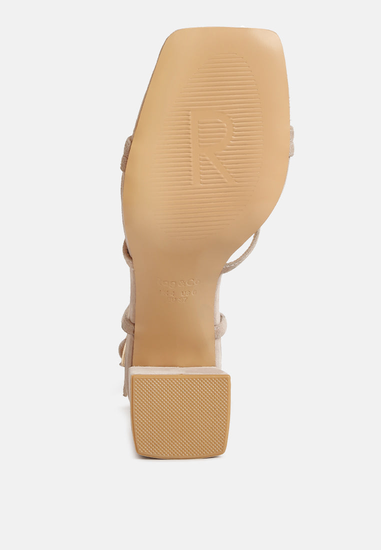 FIORELLA Beige Strappy Block Heel Sandals