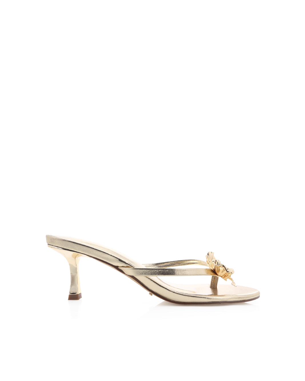 Gem Kitten Heel Thong Mule, Gold Metallic – Alicia Shoes, Hialeah FL