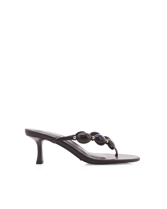 Gema Low Stiletto Thong Mule, Chocolate – Alicia Shoes, Hialeah FL
