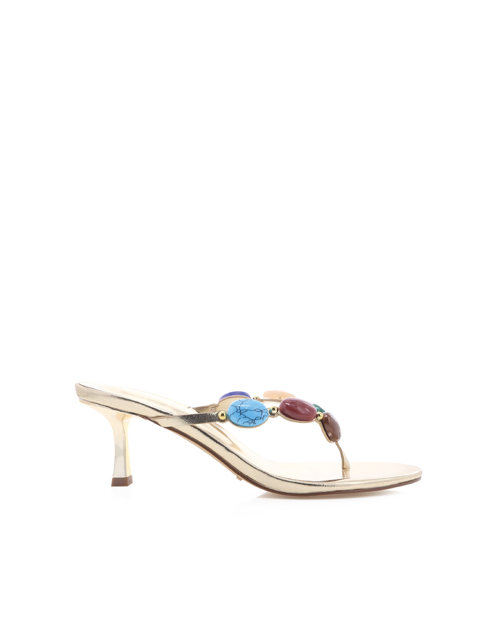 Gema Low Stiletto Thong Mule, Gold Metallic Multi – Alicia Shoes, Hialeah FL