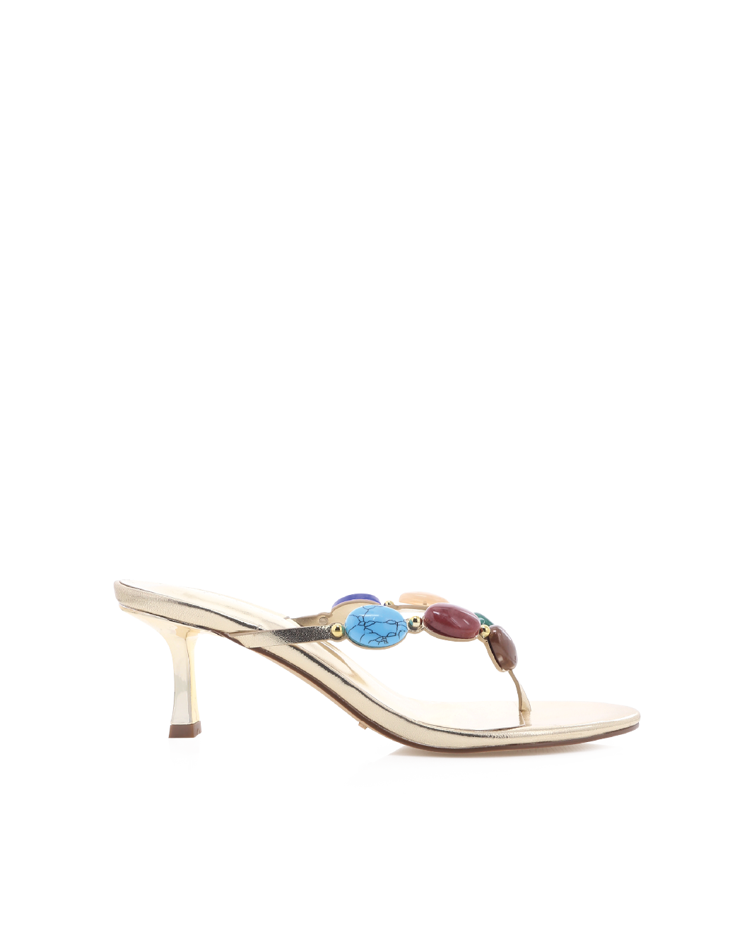 Gema Low Stiletto Thong Mule, Gold Metallic Multi – Alicia Shoes, Hialeah FL