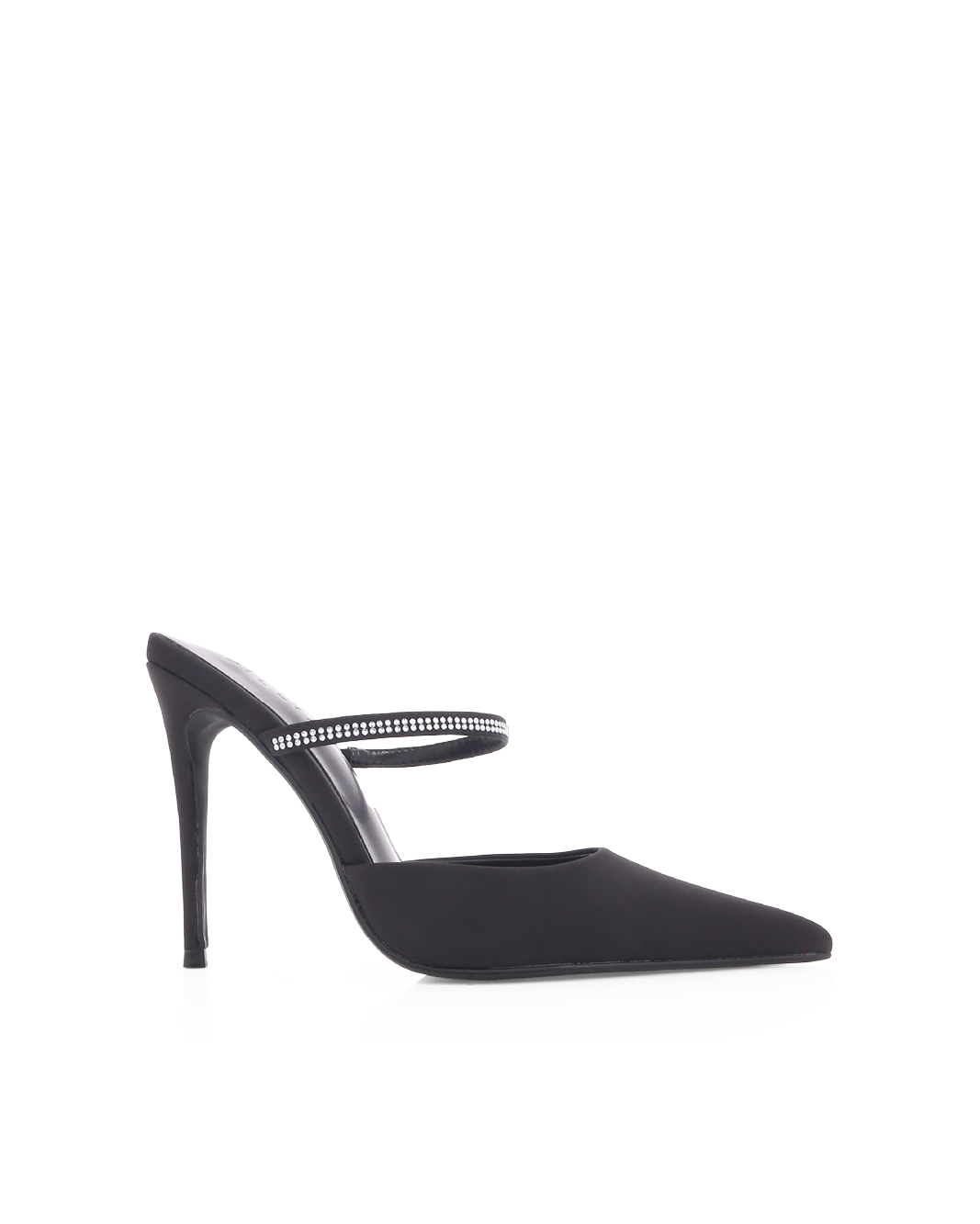 Gianella High Stiletto Pointed-Toe Mule, Black Satin – Alicia Shoes, Hialeah FL