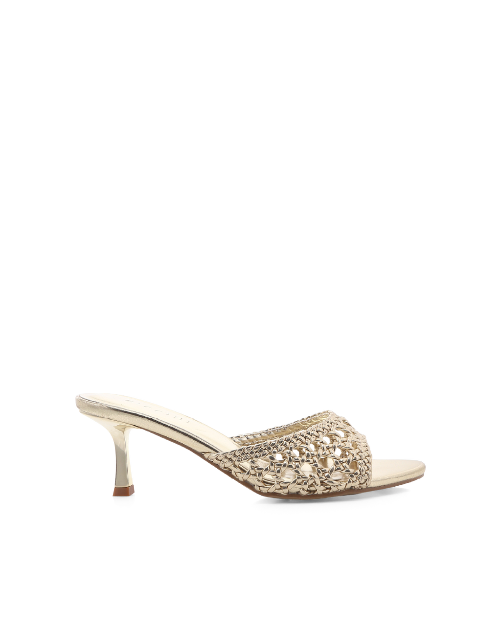 Gwynda Low Stiletto Open-Toe Mule, Gold Metallic – Alicia Shoes, Hialeah FL