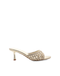 Gwynda Low Stiletto Open-Toe Mule, Gold Metallic – Alicia Shoes, Hialeah FL