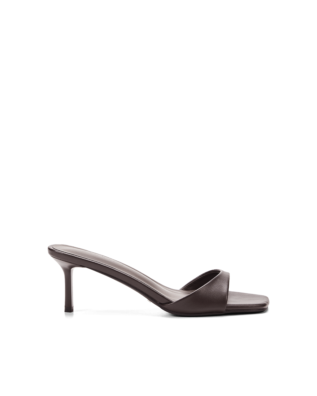Haddison Mid Stiletto Square-Toe Mule, Dark Cacao – Alicia Shoes, Hialeah FL