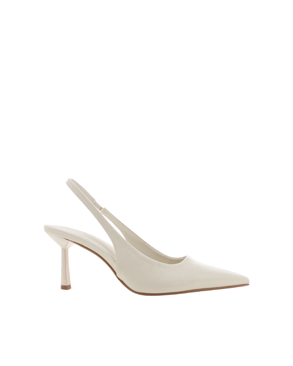Idana Mid Stiletto Slingback Pump, Bone Saffiano Shine – Alicia Shoes, Hialeah FL
