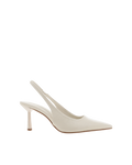 Idana Mid Stiletto Slingback Pump, Bone Saffiano Shine – Alicia Shoes, Hialeah FL