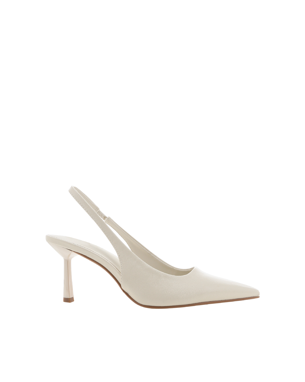 Idana Mid Stiletto Slingback Pump, Bone Saffiano Shine – Alicia Shoes, Hialeah FL
