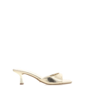 Ilaria Kitten Heel Square-Toe Mule, Gold Metallic – Alicia Shoes, Hialeah FL