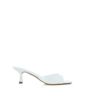Ilaria Kitten Heel Square-Toe Mule, White Shine – Alicia Shoes, Hialeah FL