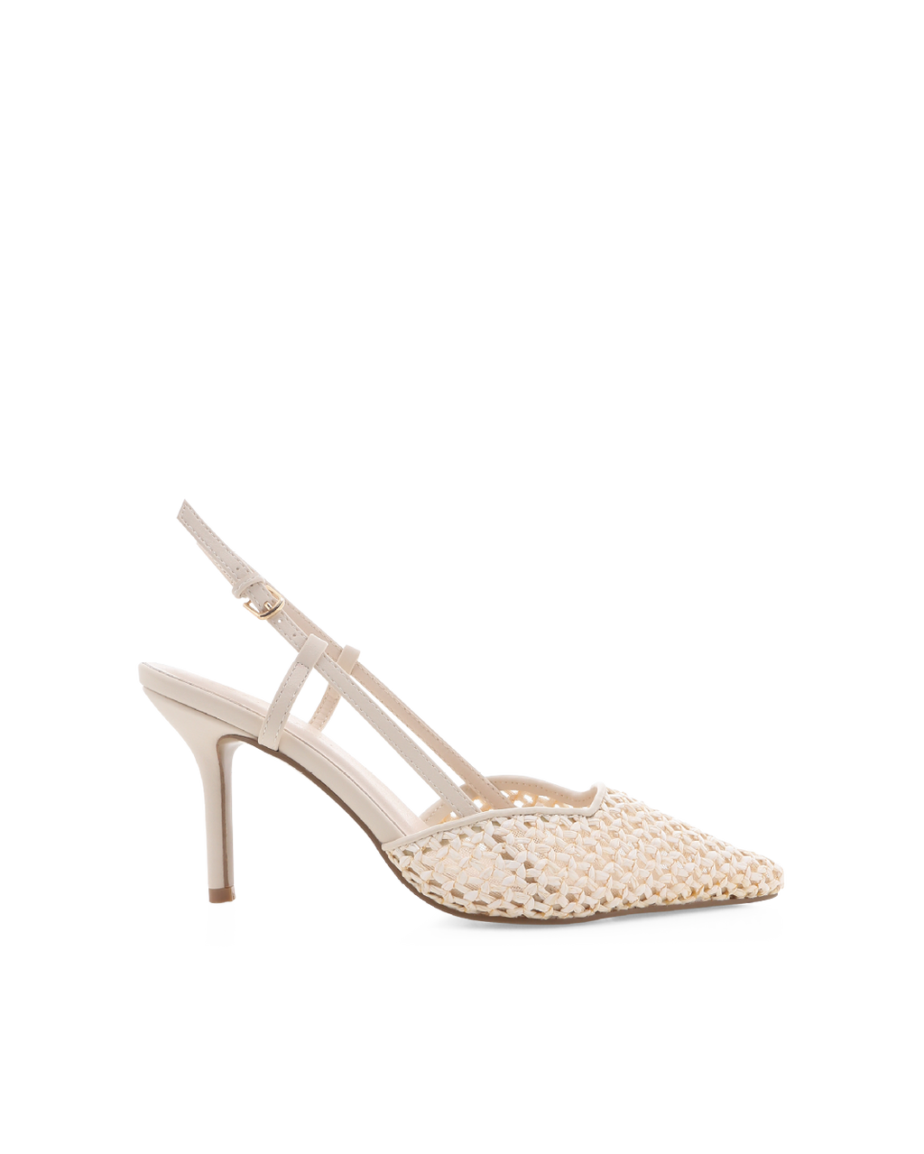 Kameron Mid Stiletto Slingback Pump, Cream Raffia – Alicia Shoes, Hialeah FL