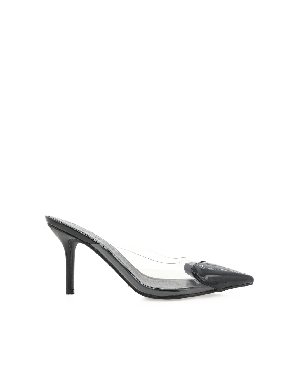 Karess Mid Stiletto Pointed-Toe Mule, Black Patent/Clear – Alicia Shoes, Hialeah FL