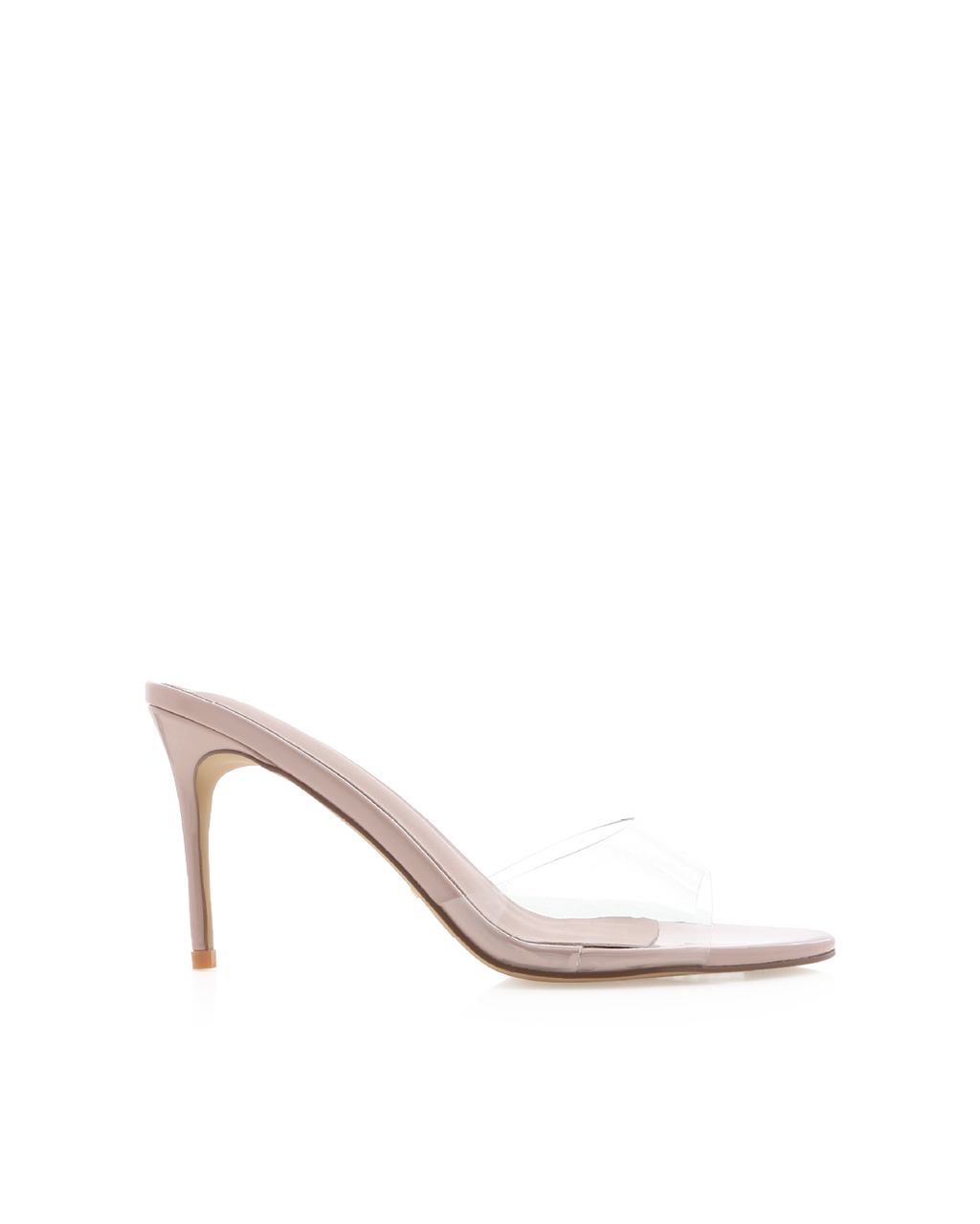 Letitia High Stiletto Open-Toe Mule, Clear/Nude Patent – Alicia Shoes, Hialeah FL