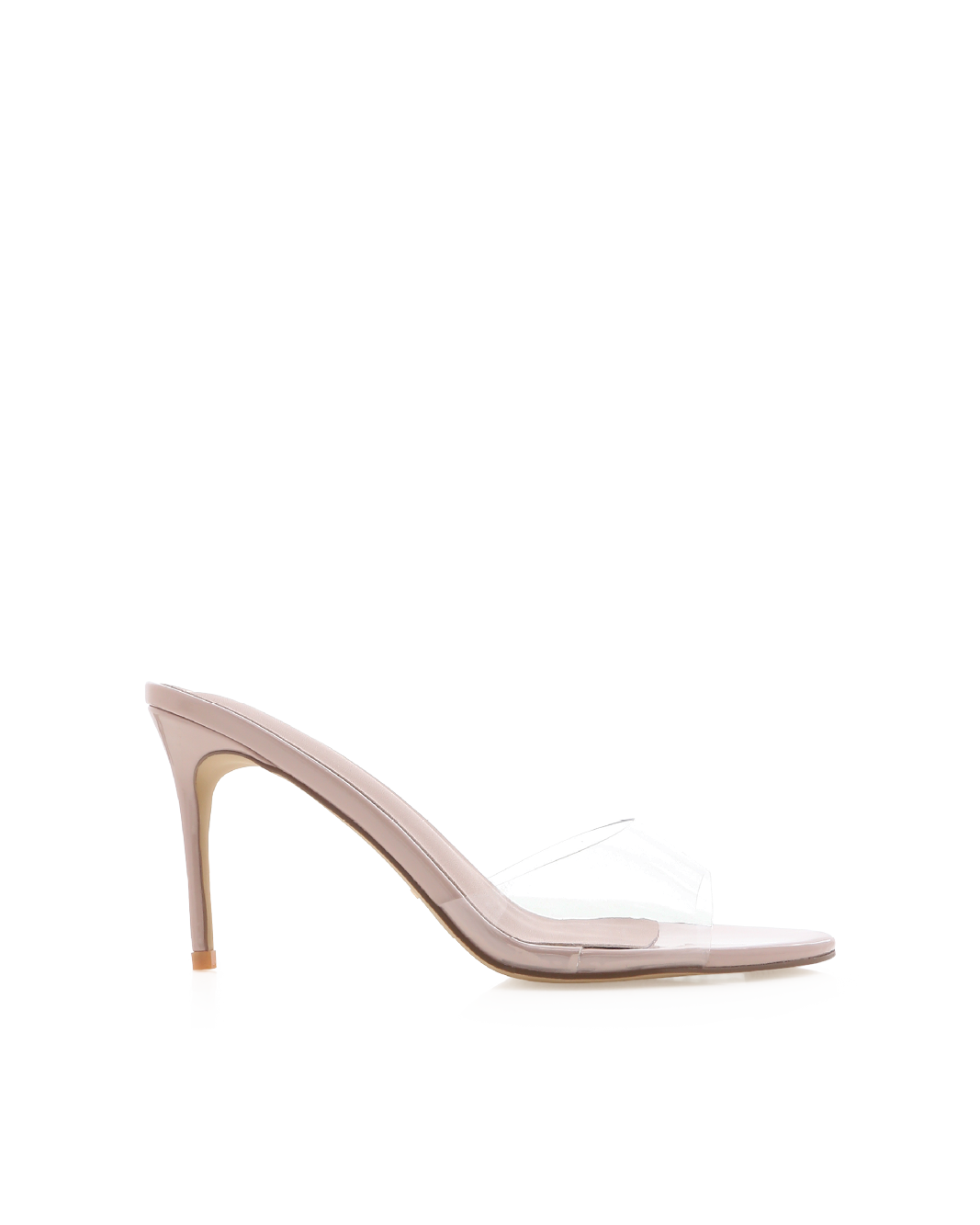 Letitia High Stiletto Open-Toe Mule, Clear/Nude Patent – Alicia Shoes, Hialeah FL