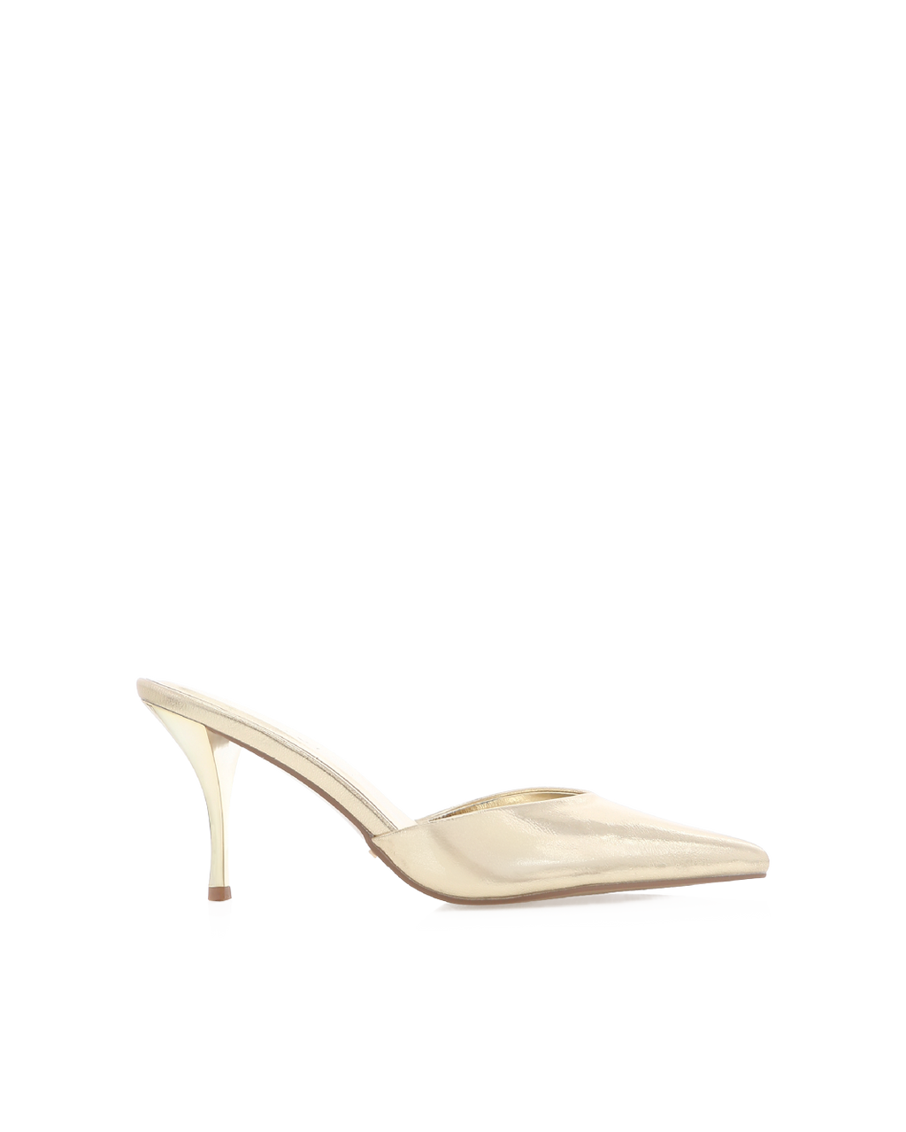 Manson Mid Stiletto Pointed-Toe Mule, Gold Metallic – Alicia Shoes, Hialeah FL