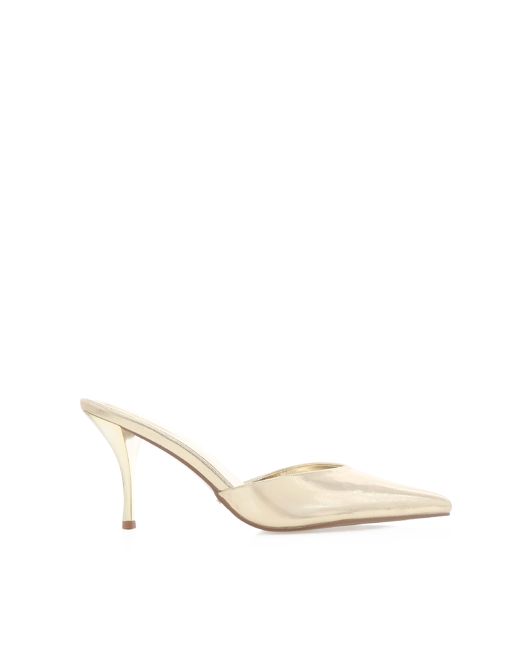 Manson Mid Stiletto Pointed-Toe Mule, Gold Metallic – Alicia Shoes, Hialeah FL