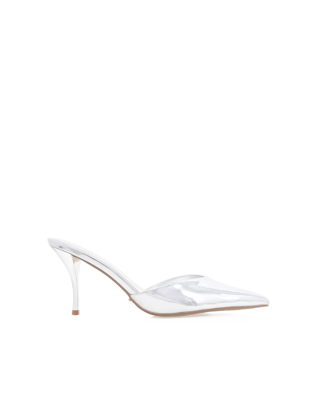 Manson Mid Stiletto Pointed-Toe Mule, Silver Chrome – Alicia Shoes, Hialeah FL