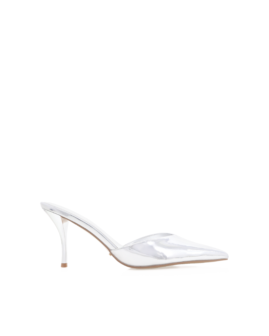 Manson Mid Stiletto Pointed-Toe Mule, Silver Chrome – Alicia Shoes, Hialeah FL