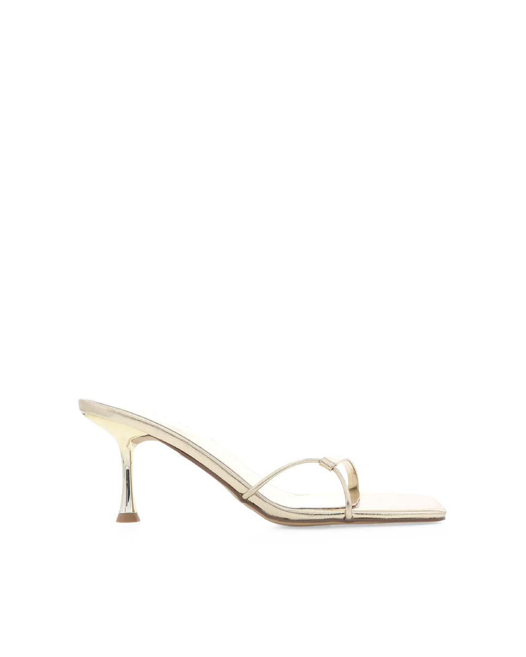 Nuri High Stiletto Square-Toe Mule, Gold Metallic – Alicia Shoes, Hialeah FL