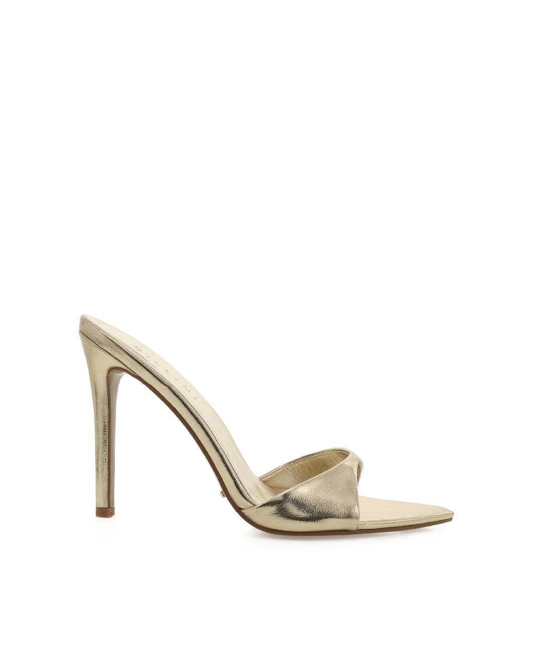 Quinby High Stiletto Open-Toe Mule, Gold Metallic – Alicia Shoes, Hialeah FL